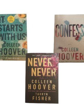 Colleen Hoover Paperback Book Bundle Lot of 3 Confess It Starts With Us Never